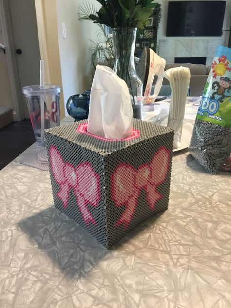 Perler Tissue Box Pattern, Perler Bead Tissue Box Cover, Perler Bead Light Switch Cover, Diy Tissue Box Cover, Melty Bead Designs, Rainbow Loom Designs, Door Hangers Diy, Easy Perler Beads Ideas, 3d Perler Bead