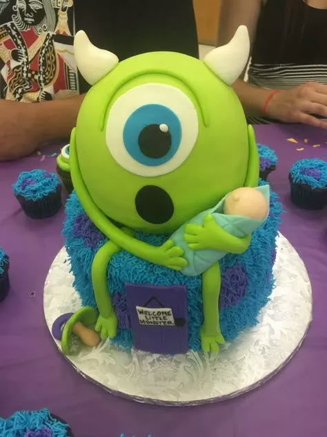 14+ Monsters inc Themed Baby Shower Ideas (+Free Invitation) Baby Shower Themes For Boys Disney, Monster Ink Baby Shower Ideas, Monster Inc Cake Ideas, Monster Inc Baby Shower Ideas, Monsters Inc Baby Shower Ideas, Baby Shower Cake Ideas, Monster Inc Cakes, Monsters Inc Baby Shower, Boy Shower Themes