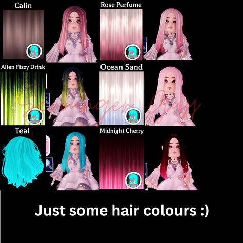 Hair Colors Royale High, Royal High Hair Colors, Rh Hair Colors, Royale High Hair Colors, Hair Color Names, Vine Decal, Royale High Journal Ideas, Rh Design, Royal High Outfits Ideas Cheap