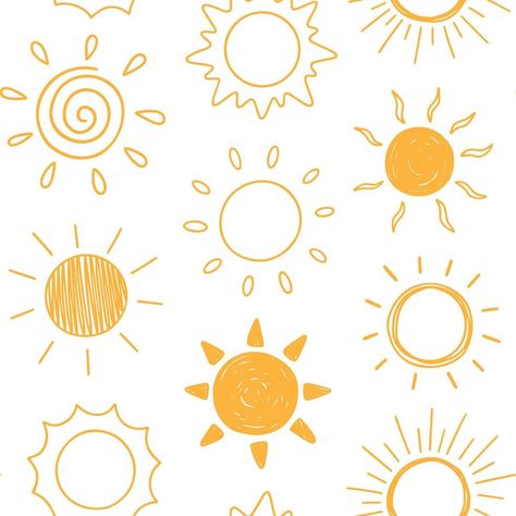 Sunshine Doodle Drawings, Sun Doodle Art, Cute Sun Doodle, Simple Doodle Patterns, Sun Drawing Cute, How To Draw The Sun, Sun Sketch Simple, Sun Doodle Simple, How To Draw Sun