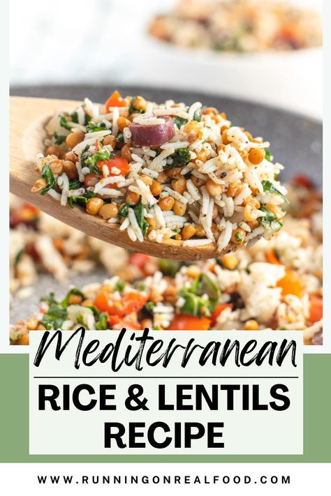 This 30-minute vegan Mediterranean rice and lentils recipe is made with cooked rice, canned lentils and za’atar seasoning for a quick, easy and flavourful dish. Lentils And Veggies, Meditterean Recipes Vegan, Mediterranean Diet Lentils, Right Rice Recipes, Mediterranean Wild Rice, Easy Green Lentil Recipes, Lentil Lunch Recipes, Easy Vegan Mediterranean Recipes, Crockpot Lentils And Rice