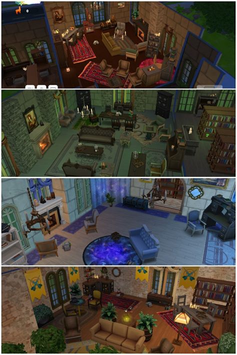 Sims Mobile is an interactive game. If everyone's familiar with Sims 4. Sims Mobile is a less-sophisticated version of it with limited content. So here's the best I could muster. Sims 4 Harry Potter House, Hogwarts Sims 4, Hogwarts Shifting, Sims Rooms, Lotes The Sims 4, Sims 4 Sims, Sims Mobile, Cozy Gaming, Hogwarts Dr