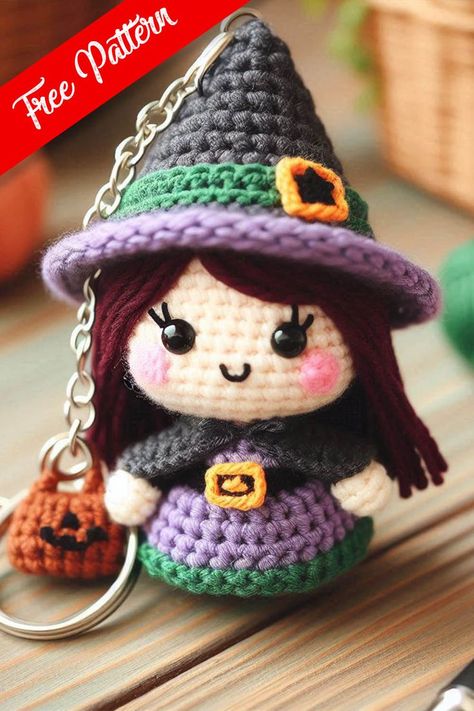 Creating an amigurumi witch keychain is a delightful way to add a touch of handmade charm to your accessories. Witch Keychain, Crochet Halloween Patterns Free, Crochet Projects To Sell, Diy Fall Ideas, Crochet Fall Decor, Crochet Ghost, Cute Amigurumi, Crochet Keychain Pattern, Halloween Crochet Patterns