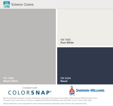 Sherwin Williams March Wind, Pure White, and Naval Navy Front Door, Exterior Updates, Front Door Interior, Paint Palettes, Cabin Inspiration, Cabinet Paint, Revere Pewter, Exterior Paint Color, Door Interior