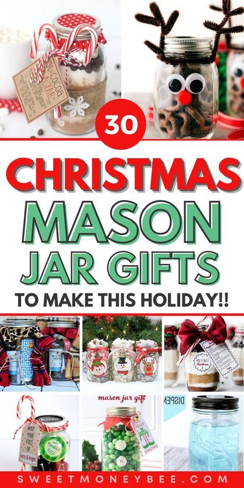 DIY mason jar Christmas gifts and ideas that homemade and easy to make. Put together these cute DIY Christmas gift ideas in a jar in the last minute! Christmas Mason Jar Gifts, Diy Mason Jar Gifts Christmas, Jar Christmas Gifts, Easy Mason Jar Crafts Diy, Mason Jar Gift Ideas, Jar Gift Ideas, Christmas Jar Gifts, Easy Mason Jar Crafts, Mason Jar Gifts Diy