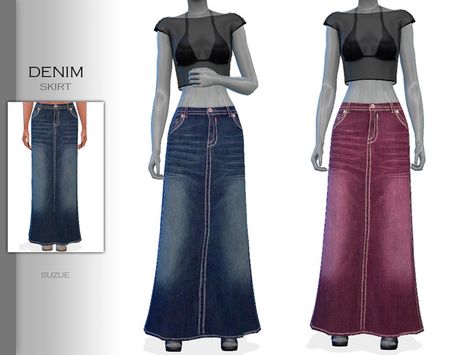 Created by Suzue! Long Jeans Skirt, Skirt Over Jeans, Four One Direction, Long Jean Skirt, Sims 4 Cc, The Sims 4 Packs, Sims 4 Game Mods, Sims 4 Cc Folder, Sims 4 Teen