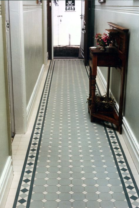 Tile Hallway, Octagon Tile, Hall Tiles, Victorian Hallway, Victorian Tile, Victorian Floor Tiles, Hall Flooring, Tiled Hallway, Rectangle Tiles