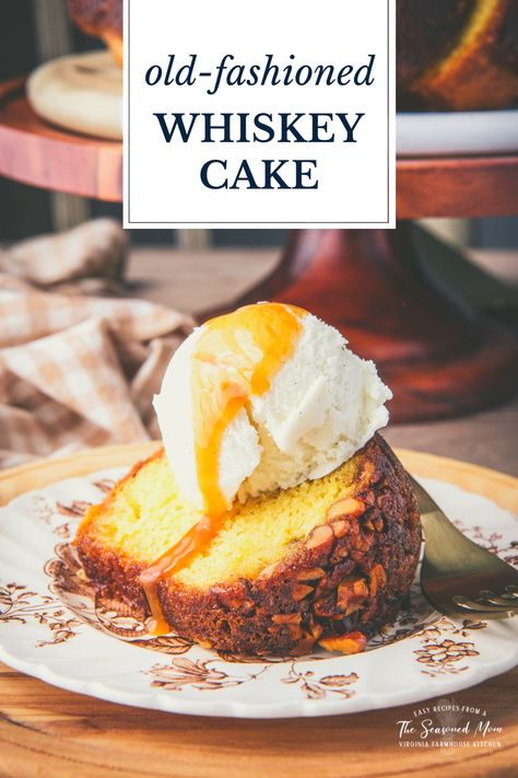 Yellow Bundt Cake, Whiskey Desserts, Rum Cake Recipe Easy, Whiskey Cake Recipe, Whiskey Glaze, Old Fashioned Whiskey, Rum Cake Recipe, Whiskey Cake, The Seasoned Mom