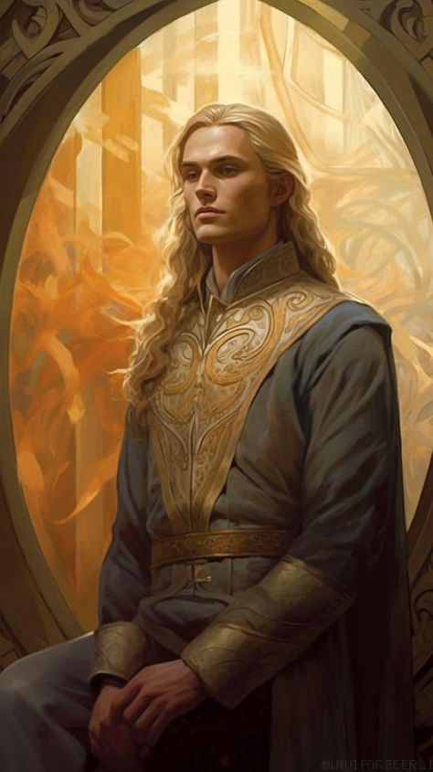 High Elf King, Glorfindel Art, Noldor Elves, Golden Elf, Last Homely House, Homely House, Fantasy People, Male Elf, Elf King