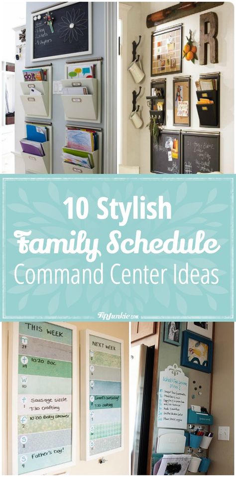 10 Stylish command center ideas to help organize your families schedule! So helpful! via @tipjunkie Family Control Center Wall, Command Center Family, Comand Center, Command Wall, Command Center Ideas, Organization Ideas For The Home, Schedule Board, Command Center Kitchen, Home Command Center