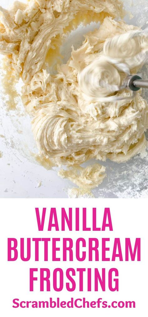 Homemade creamy vanilla buttercream is the perfect addition to your favorite baked goods! Easy to make and ready in minutes! Baked Goods Easy, Vanilla Buttercream Recipe, Homemade Vanilla Frosting, White Buttercream Frosting, Best Buttercream Frosting, Flavored Coffee Creamer, Best Buttercream, Vanilla Buttercream Frosting, Cooking For Beginners