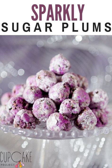 What is a sugar plum and how do you make it? It’s one of the most iconic Christmas desserts and yet most people have never had it. Here’s what you need to know! #SugarPlum #Plums #Sparkly #Christmas #Dessert Victorian Sugar Plums, Christmas Sweet Trees, Homemade Sugar Plums, Sugar Plum Christmas Aesthetic, Nutcracker Dessert Ideas, Sugar Plum Recipes Baking, Purple Christmas Cookies, Sugarplum Desserts, Sugar Plum Pie