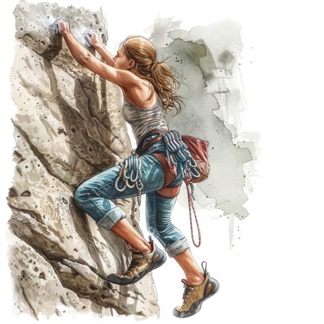 Climbing Drawing, Trekking Sketch, Climbing Sketch, Rock Climber Drawing, Person Climbing Mountain Drawing, Climbing Illustration Mountain, Face Photography, Story Inspiration, Rock Climbing