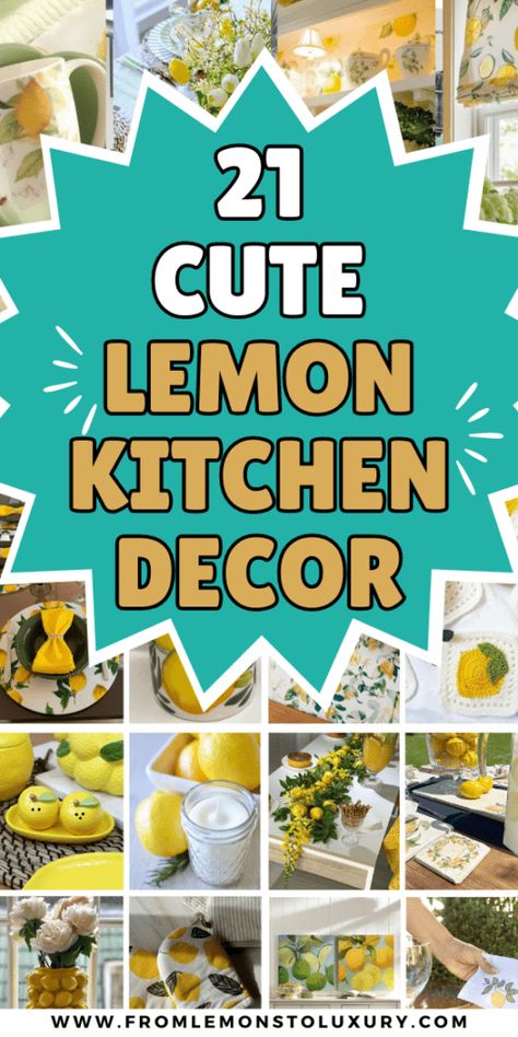 Kitchen Decor Ideas Farmhouse, Lemon Kitchen Decor Ideas, Kitchen Decor Diy, Lemon Scented Candle, Old Farmhouse Kitchen, Kitchen Color Palettes, Decor Kitchen Ideas, Lemon Kitchen Decor, Yellow Kitchen Decor