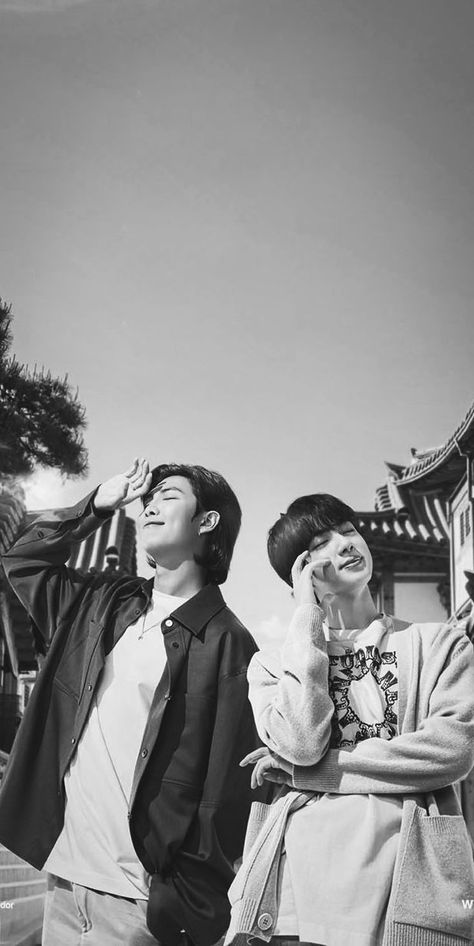 Namjoon Y Jin, Jin And Namjoon, Namjin Wallpaper, Rm And V, Bts Black And White, Bts History, Rm Bts, Rm Jin, Bts Aesthetic Pictures