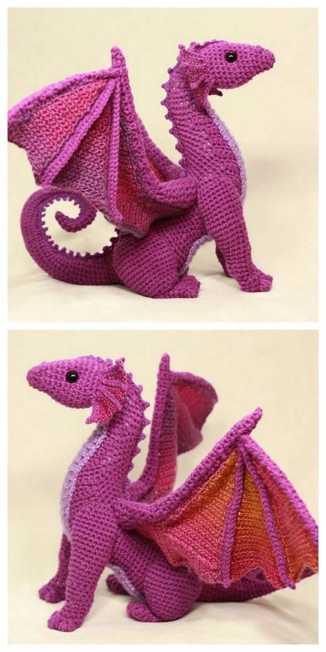 Crochet Dragon Pattern, Crochet Animal Amigurumi, Animal Knitting Patterns, Crochet Dinosaur, Pattern Printable, Crochet Dragon, Knitting Patterns Toys, Crochet Amigurumi Free, Haken Baby