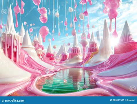 Candy World Landscape of Jelly, Ice Cream and Cupcakes. Stock Illustration - Illustration of tale, celebration: 300627535 Fantasy Candy Land, Candyland Illustration, Candy Land Concept Art, Candy World Illustration, Tooth Illustration, Fairy Tale Landscape, Candy Land Fantasy Art, Candy Landscape, Jelly Ice Cream