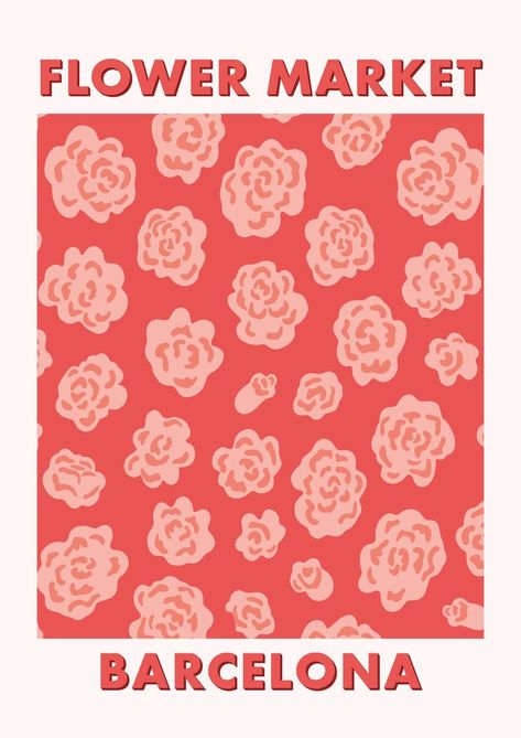 Bright floral pattern flower market print. Printed on high-quality 200gsm matte paper. Available in multiple sizes: A2 (42 x 59.4 cm) A3 (29.7 x 42 cm) A4 (21 x 29.7 cm) A5 (14.8 x 21 cm) Red Minimalist, Flower Market Print, Buy Flowers, Pattern Flower, Flower Market, Floral Flower, Print Stickers, Floral Flowers, Pink Red