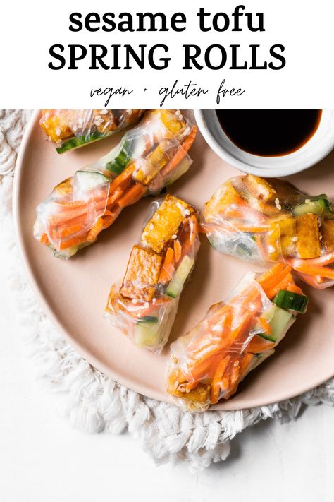 Tofu Spring Rolls, Healthy Spring Rolls, Vegetarian Spring Rolls, Vegan Spring Rolls, Sesame Tofu, Spring Roll Recipe, Easy Mediterranean Diet Recipes, Tasty Meat, Marinated Tofu