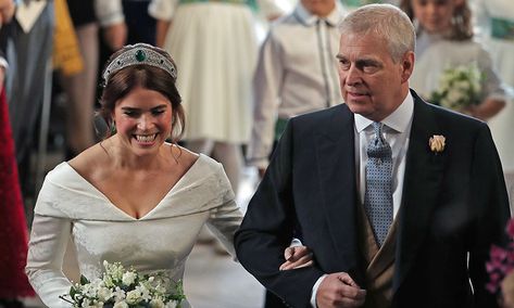 12 October 2018 | Princess Eugenie accompanied by her father Prince Andrew Savannah Phillips, Royal Family History, Eugenie Wedding, Bride Speech, Prince William Et Kate, Jack Brooksbank, Philip Treacy, Elisabeth Ii, Sarah Ferguson