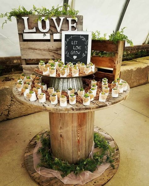 Wooden Spool Wedding Ideas, Grooms Cake Tables, Engagement Party Table, Wedding Buffet Table, Country Chic Wedding Decorations, Spool Tables, Sweetheart Table Wedding, Wedding Reception Ideas, 60 Wedding Anniversary