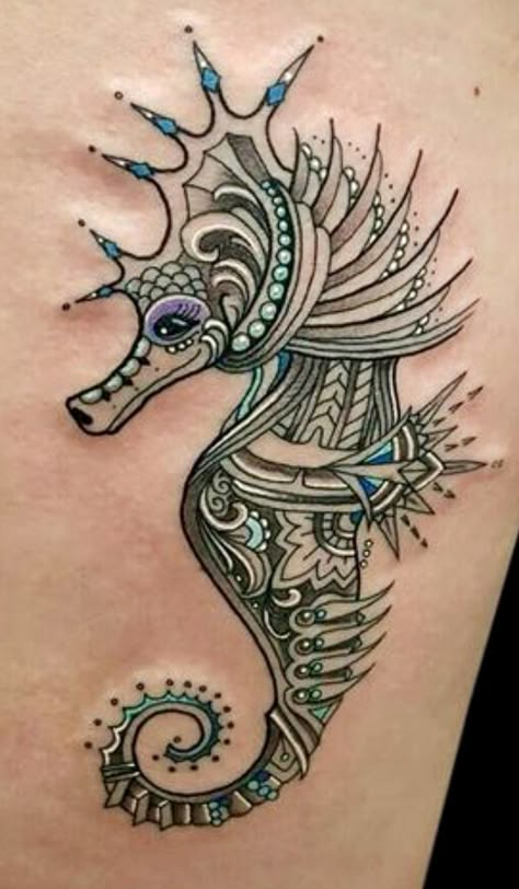 Sea Horse Tattoo, Seahorse Tattoos, Water Tattoos, Sea Tattoos, Ocean Sleeve Tattoos, Ocean Sleeve, Starfish Tattoo, Seashell Tattoos, Seahorse Tattoo