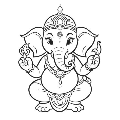 Ganapati Bappa Drawing Easy, Ganesh Simple Drawing, Ganesha Painting Simple, Krishna Coloring Pages, Ganapati Sketch, Outline Art Simple Line Drawings, Ganesh Drawing Simple, Simple Ganesha Drawing, Ganesh Black And White