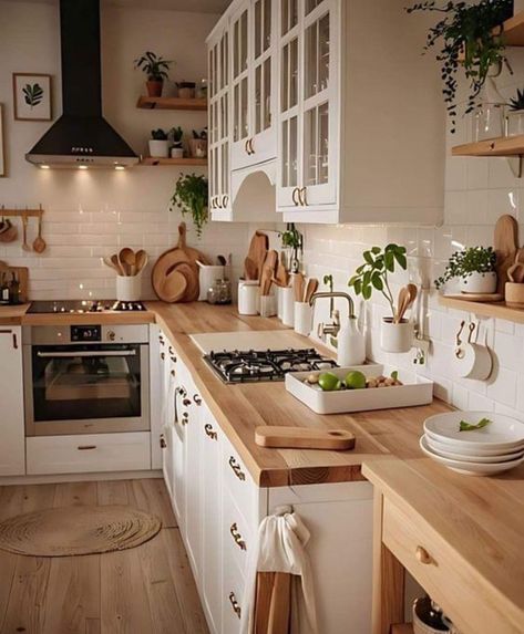 Modern Cottage Core, Earthy Kitchen, Dream Country, Farmhouse Aesthetic, Future Kitchen, Farmhouse Kitchen Design, Cottage Ideas, Dream House Rooms, Cozy Kitchen