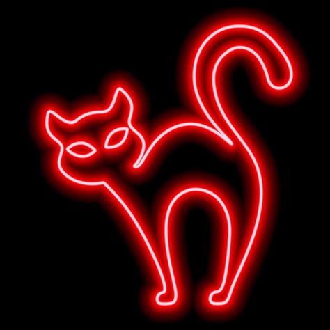 Tokyo Arcade, Neon Light Party, Neon Art Painting, Neon Lights Party, Neon Ideas, Neon Halloween, Red Outline, Neon Background, Neon Cat