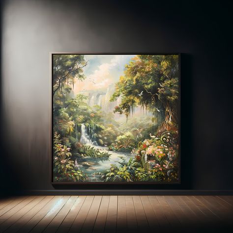 Garden Of Eden Painting, Eden Painting, Biblical Scenes, Serene Landscape, Biblical Art, Garden Of Eden, Painting Digital, Close Up Pictures, Vintage Garden