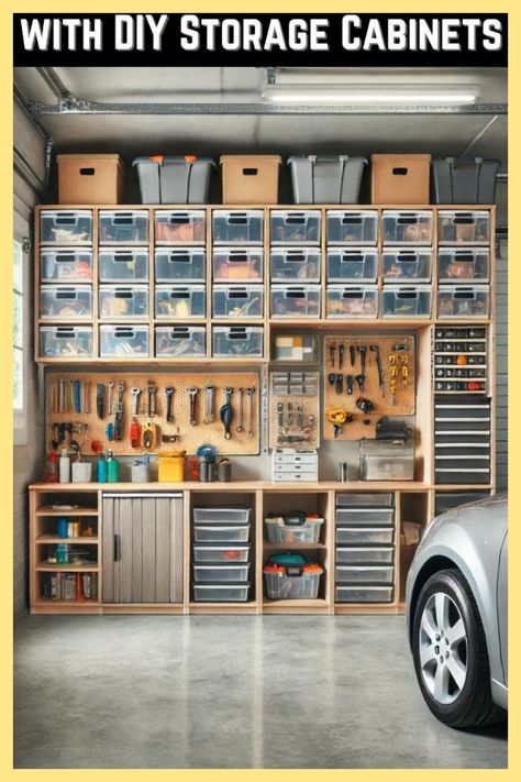 [PaidLink] Tired Of Garage Clutter? Discover How Diy Storage Cabinets Can Transform Your Space. Customize Your Cabinets To Fit Your Needs, Save Money, And Enjoy A More Organized Garage. With Clear Containers, Labeled Shelves, And Smart Use Of Space, Find Everything With Ease. Elevate Your Garage's Functionality And Safety. Start Your Diy Journey Now For A Tidy, Efficient Garage! #Diystorage #Garagemakeover #Homeimprovement #garageorganizationideasstoragecabinets Garage Organization Ideas Storage, Elegant Garage, Creative Shelving Ideas, Custom Garage Cabinets, Cabinets Garage, Garage Clutter, Organized Garage, Garage Organizer, Garage Storage Inspiration