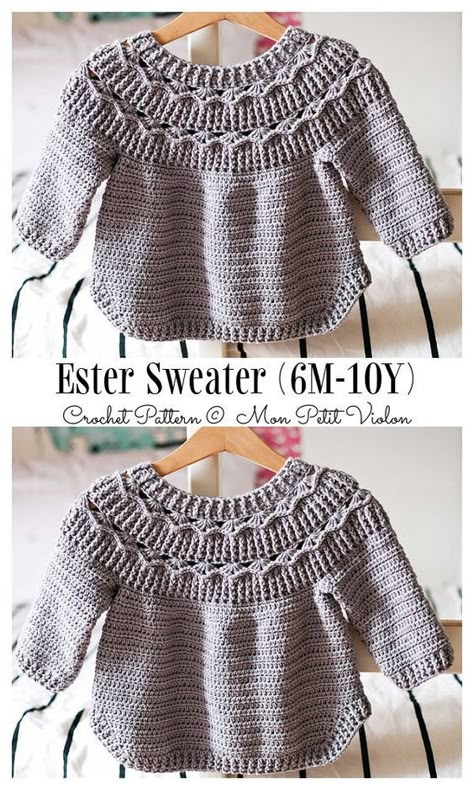 Girls Crochet Sweater Pattern, Baby Jumper Crochet Patterns Free, Small Baby Crochet Projects, Toddler Girl Crochet Patterns, Baby Sweater Patterns Crochet, Crochet Childrens Sweater Pattern Free, Crochet Baby Jumper Free Pattern, Crochet Kids Sweater Pattern Free, Free Toddler Crochet Patterns