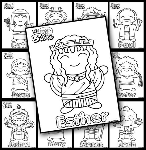 L'il Heroes of the Bible Bundle Pack: Great for your VBS, Sunday School or Homeschool activities.

This bundle pack includes 12 pages: Daniel, David, Esther, Jesus, Joshua, Jonah, Mary, Moses, Noah, Paul, Peter, Ruth Ruth Bible Coloring Page, Rachel Bible Character, Zechariah Coloring Page, Queen Esther Bible Story Coloring Pages, Bible Heroes, Bundle Pack, Bible Coloring Pages, Bible Coloring, Homeschool Activities