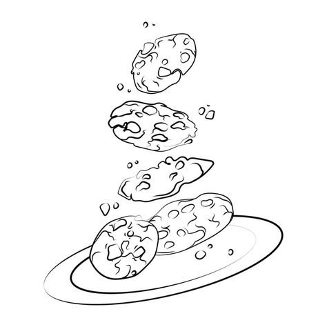 Cookies with chocolate crisps falling into a plate Line art drawing vector isolated illustration.Traditional dessert Bitten, broken, cookie crumbs,hand drawn black white sketch Plate Of Cookies Drawing, Cookie Doodle Drawing, Cookie Line Art, Cookies Drawing Illustration, Cookie Art Drawing, Dessert Sketch, Plate Sketch, Cookie Drawing, Illustration Traditional