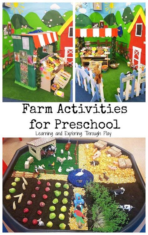 Farm Activities for Preschool #barnyardcraftsforpreschoolers Farm Activities For Preschool, Farm Unit Preschool, Dramatic Play Themes, Dramatic Play Center, Farm Theme Preschool, Play Farm, Purposeful Play, Role Play Areas, Farm Unit