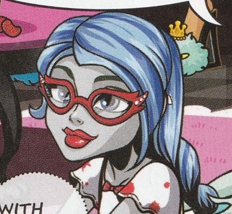 Pfp Monsterhigh, Ghoulia Yelps, Blue Hair, Monster High, A Girl, Hair, Red, Blue, White