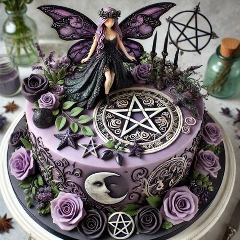 Witchy Birthday Cake Ideas, Witchy Birthday Cake, Samhain Decorations, Witchy Birthday, Extreme Cakes, Witch Cake, Witchy Cat, Fantasy Cake, Forest Cake