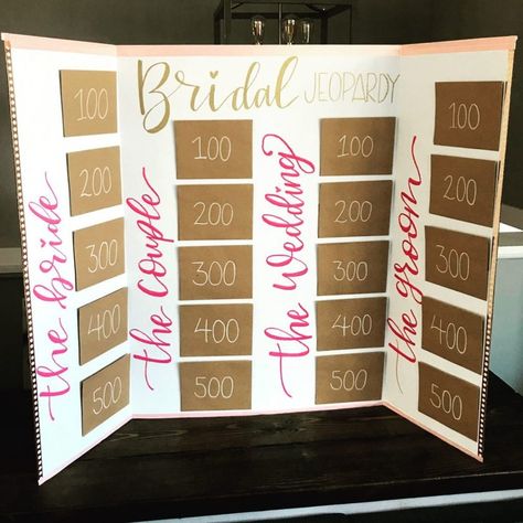 How To Play Bridal Shower Jeopardy, Bridal Jeopardy Board Diy, Bride Jeapordy Questions, Jeapordy Bachelorette Questions, Bridal Jepordy Shower Games Questions, Bachelorette Jeporady Questions, Bachelorette Jeporady, Bride Jepordy, Bridal Shower Jeapordy Questions