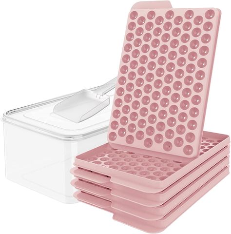 WIBIMEN Mini Ice Cube Trays, Upgraded Small Ice Cube Trays Easy Release, 104x4 PCS Tiny Ice Cube Tray Crushed Ice Tray for Chilling Drinks Coffee Juice(4Pack Pink Ice trays & Ice Bin & Ice Scoop) Tiny Ice Cube Tray, Mini Ice Cube Tray, Sonic Ice, Large Ice Cube Tray, Round Ice Cubes, Pink Tray, Silicone Ice Molds, Chill Drinks, Round Ice