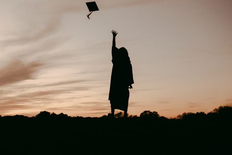 girl throwing graduation cap in air Graduation Caps Thrown In Air, Graduation Caps In The Air, Graduation Cap Throwing Aesthetic, Throwing Caps Graduation, Curled Hairstyles For Medium Hair, Graduation Caps, 2023 Vision, Grad Cap, Graduation Cap