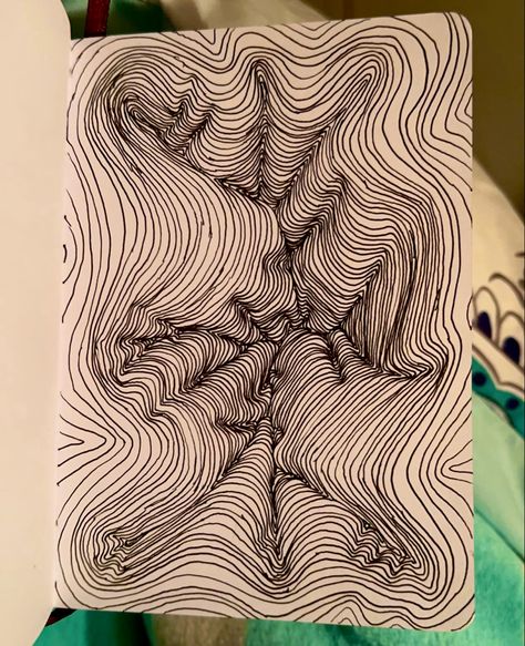 Doodle Art Illusion, Optical Illusion Sketch, Doodle Illusion, Illusion Art Drawing Simple, Simple Optical Illusions, Pattern Sketchbook, Optical Illusions Pictures, Illusion Pattern, Asthetic Picture White And Black