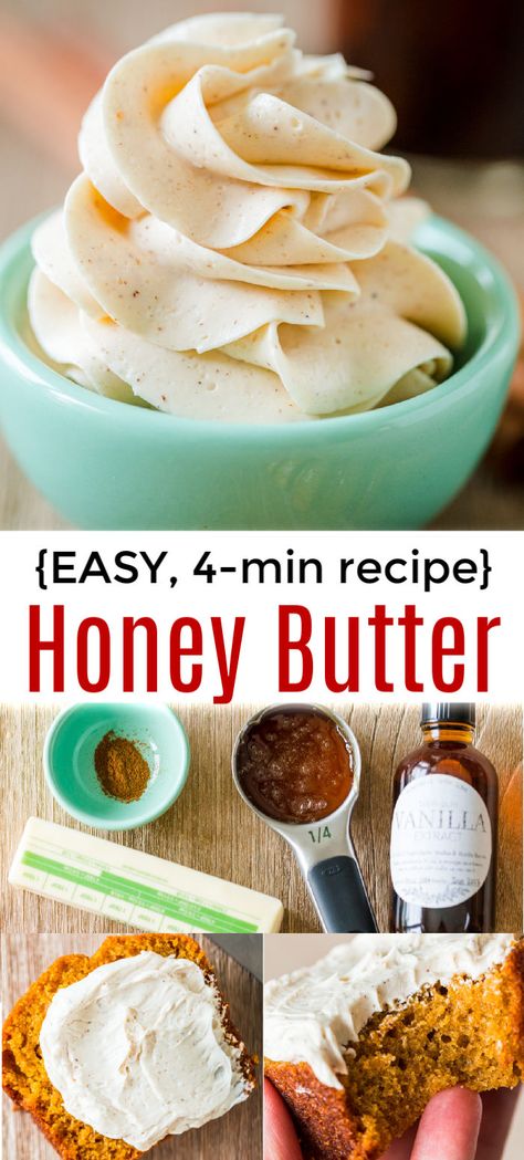 How to Make Easy Honey Butter! You'll love this whipped honey butter recipe. It's restaurant style, takes 4-minutes to make and is such a treat for Thanksgiving and Christmas!! #honeybutter #honeybutterrecipe #flavoredbutter #sweetbutter #cinnamonbutter #natashaskitchen #butter #christmas #thanksgiving Maple Honey Butter Recipe, Hunny Butter Recipe, Honey Butter Icing, Sweet Whipped Butter, Honey Butter For Cornbread, Whipped Flavored Butter, How To Make Whipped Butter, Flavored Whipped Butter, Whipped Cinnamon Honey Butter