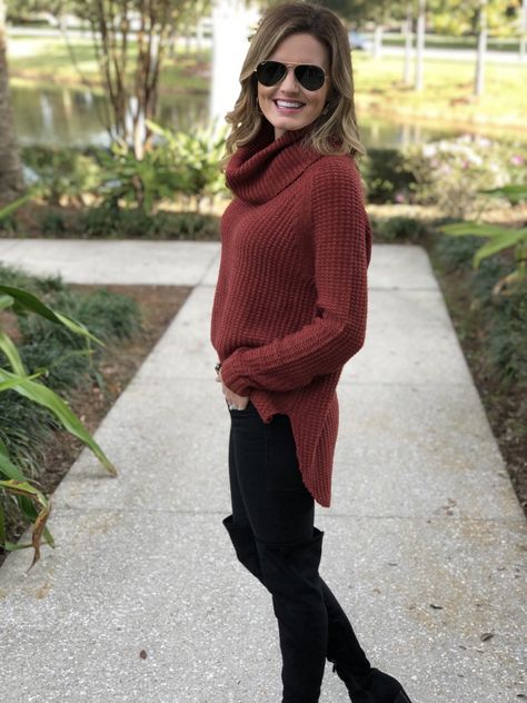 Cowl Neck Tunic Sweater Cowl Sweater Outfit, How To Wear A Cowl Neck Sweater, Cowl Neck Sweater Outfit, Black Cowl Neck Sweater Outfit, Cowl Neck Outfit, Casual Cowl Neck Sweater For Layering, Oversized Cowlneck Sweater, Camel Colored Cowl Neck Sweater, First Time Flying