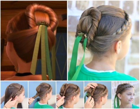 Disney’s Frozen: Anna's Coronation Hairstyle (not exact, but pretty close) Anna Frozen Hair, Disney Hairstyles, Anna Hair, Frozen Jr, Frozen Hair, Girls Hair Styles, Disney Hair, Girl Hair Styles, Princess Hair