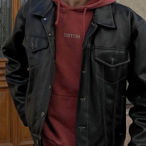 Abby Jimenez, Leather Jacket Outfit Men, Part Of Your World, Black Outfit Men, Aesthetic Outfits Men, Leather Jacket Outfits, Jason Todd, Looks Black, Men Fashion Casual Outfits