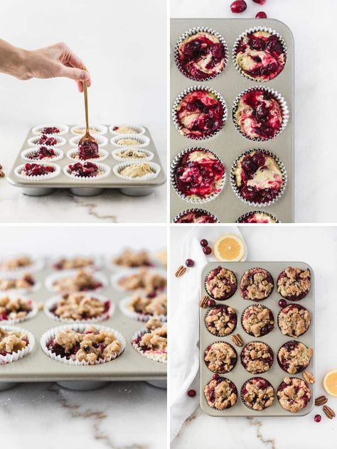 Whole grain cranberry orange crumb muffins with pecans and a buttery streusel topping are moist, flavorful, and secretly healthy. They make a great holiday breakfast and are perfect for using up leftover cranberry sauce! #vegetarianbreakfastrecipe #breakfastmuffins #cranberrymuffins #orangemuffins #holidaymuffinreipces #thanksgivingrecipes #crumbmuffinrecipe #cranberrysaucerecipes #leftovercranberrysauce #cranberryorangemuffins #healthymuffinrecipes #cranberryorangemuffinrecipe #... Leftover Cranberry Sauce Muffins, Muffins With Pecans, Cranberry Orange Muffin Recipe, Crumb Muffins, Cranberry Orange Muffins, Leftover Cranberry Sauce, Orange Muffins, Cranberry Muffins, Muffin Streusel