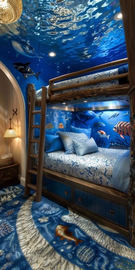 Ocean Themed Bedroom For Teens, Garden Terrace Ideas, Ocean Bedroom Ideas, Ocean Room Ideas, Creative Bedroom Ideas, Artistic Bedroom, Unique Bedrooms, Crochet Blanket Stitches, Sea Bedrooms