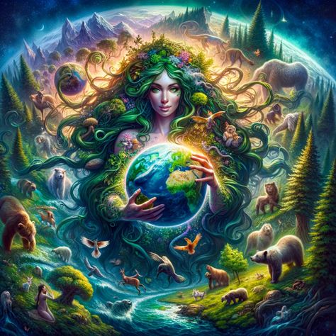 Mother Universe Art, Nature Human Art, Mother Gaia Art, Mother Earth Art Sacred Feminine, Gaia Goddess Art, Mother Earth Aesthetic, Gaia Aesthetic, Gaia Tattoo, Mother Universe