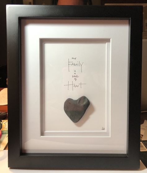 Our family is a work of heart- heart rock art by ArtSea Heart, Debbie Derrick Heart Pebble Art, Christmas Rock Art Pictures, Heart Rock Art, Stone Artwork, Stone Pictures Pebble Art, Heart Shaped Rocks, Seaglass Art, Beach Glass Crafts, Pebble Art Family