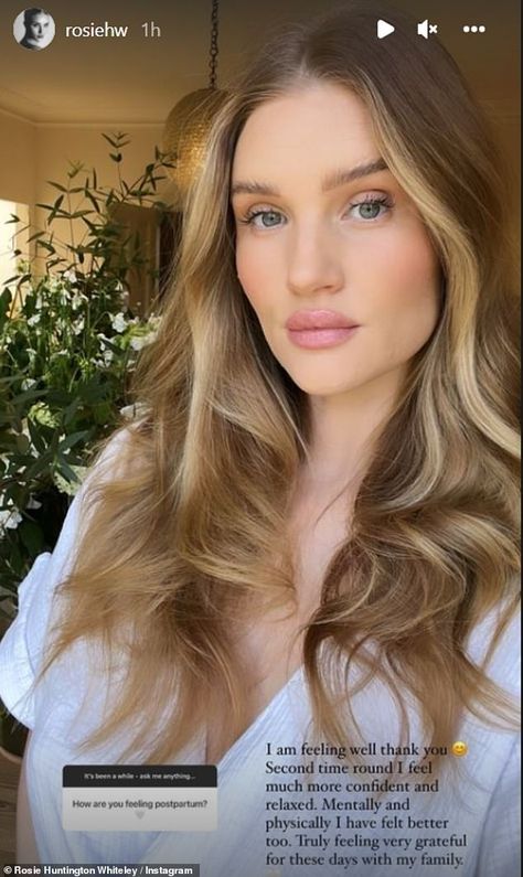 Rosie Huntington-Whiteley candidly discusses becoming a mother-of-two during a Q&A | Daily Mail Online Rosie Huntington Hair, Rosie Huntington Whiteley Hair, Rosie Hw, Dark Blonde Hair Color, Dyed Blonde Hair, Rosie Huntington, Natural Blondes, Huntington Whiteley, Hair Skin Nails